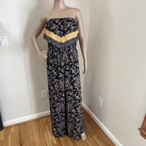 Mudd Womens‎ Floral Rayon Elastic Waist Strapless Jumpsuit Size XL Boho Dress Up
